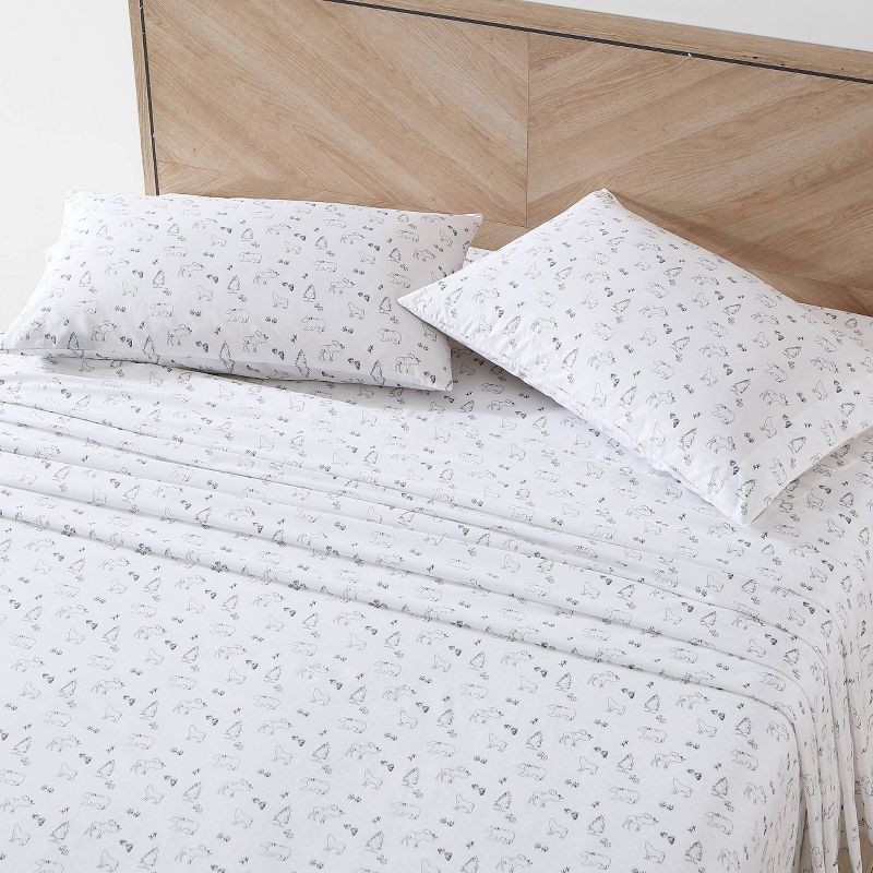 Full Printed Pattern Percale Cotton Sheet Set Animal Tracks - Eddie Bauer