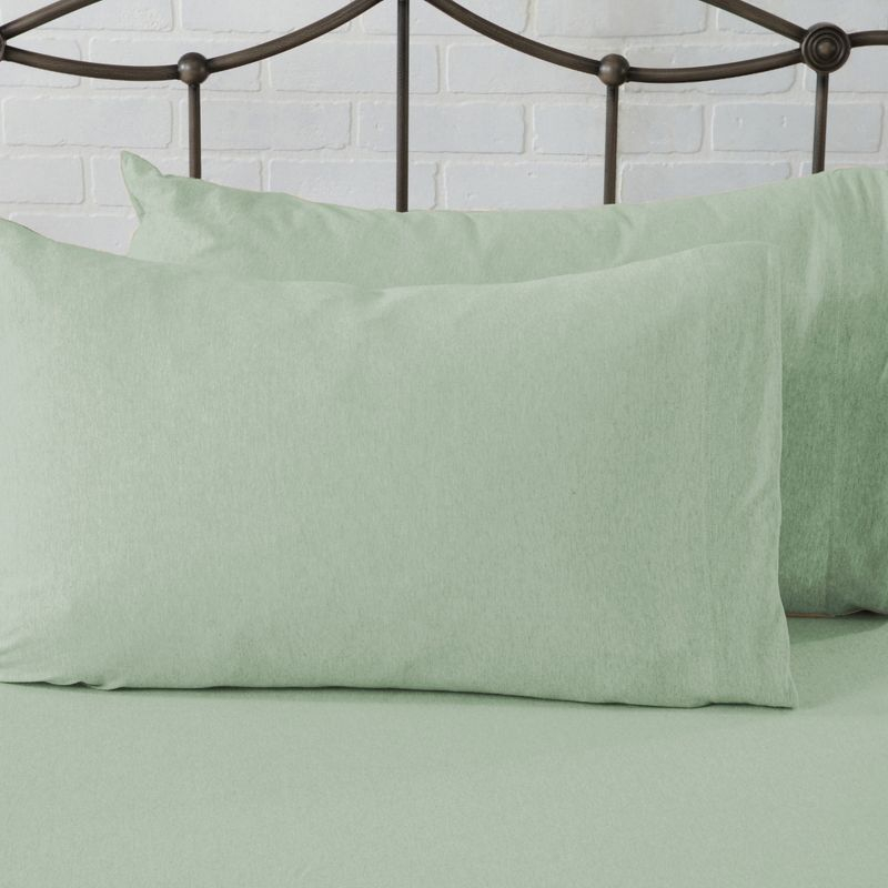 Ultra-Soft Cotton Heathered Melange Jersey Knit Sheet Set - Great Bay Home (Twin XL, Green)