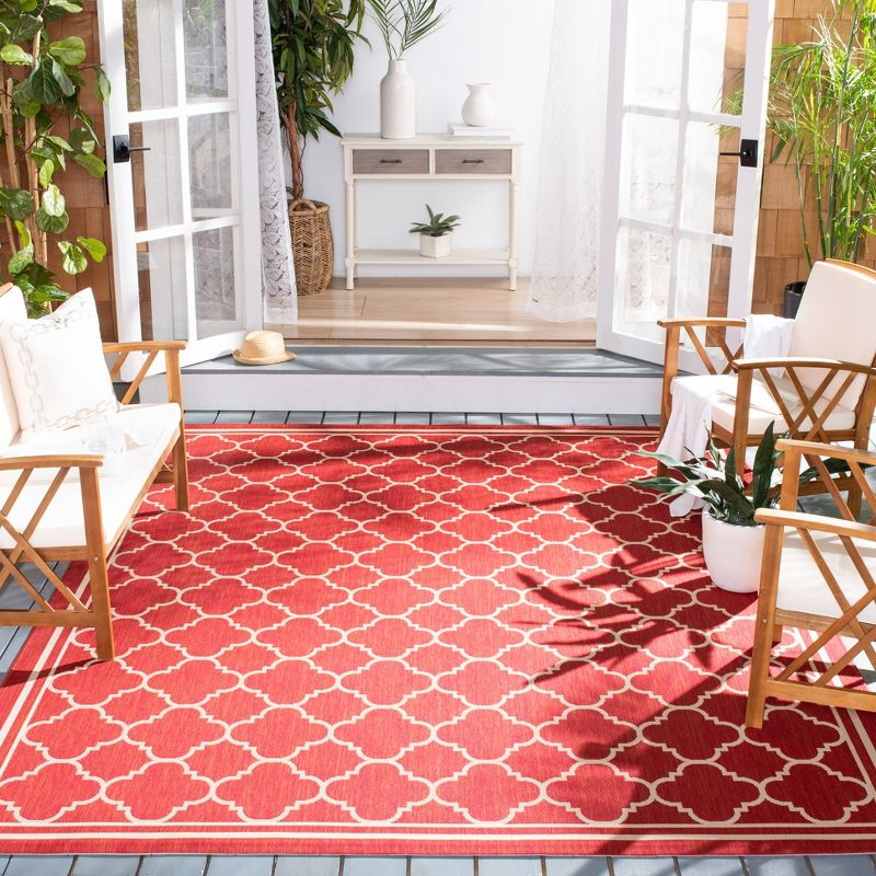 Courtyard CY6918 Power Loomed Indoor/Outdoor Area Rug - Red/Bone - 8'x11' - Safavieh.