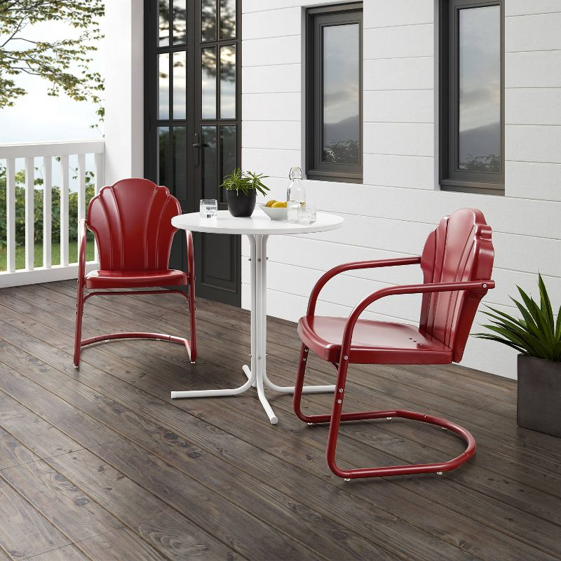 Crosley 3pc Tulip Retro Metal Bistro Set Red