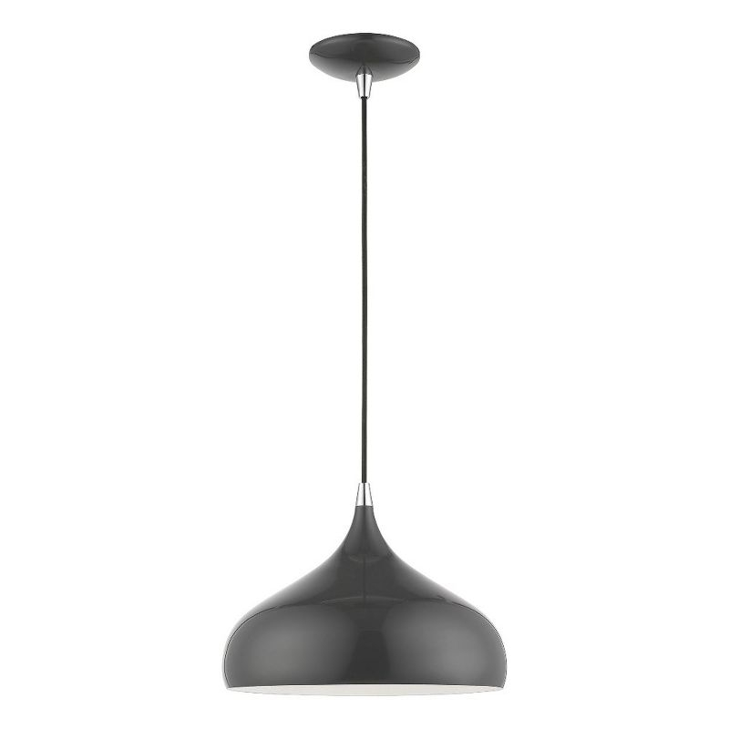 Livex Lighting Amador 1 - Light Pendant in  Shiny Dark Gray/Polished Chrome