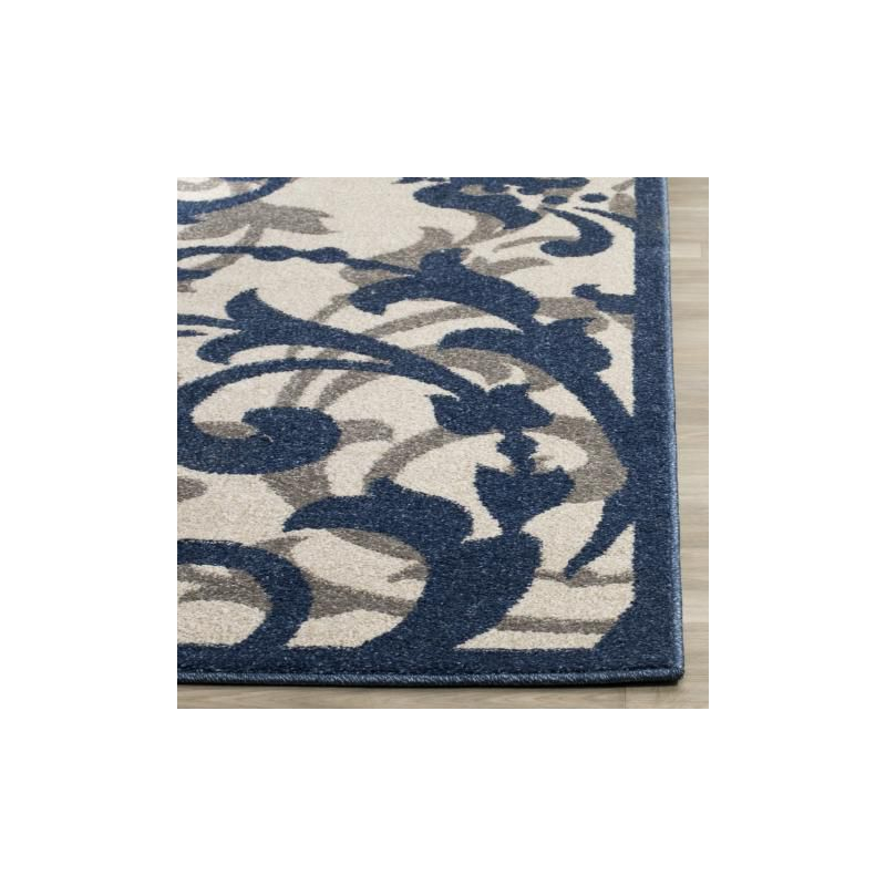 Amherst AMT428 Power Loomed Indoor Area Rug - Ivory/Navy - 5'3"x8' - Safavieh