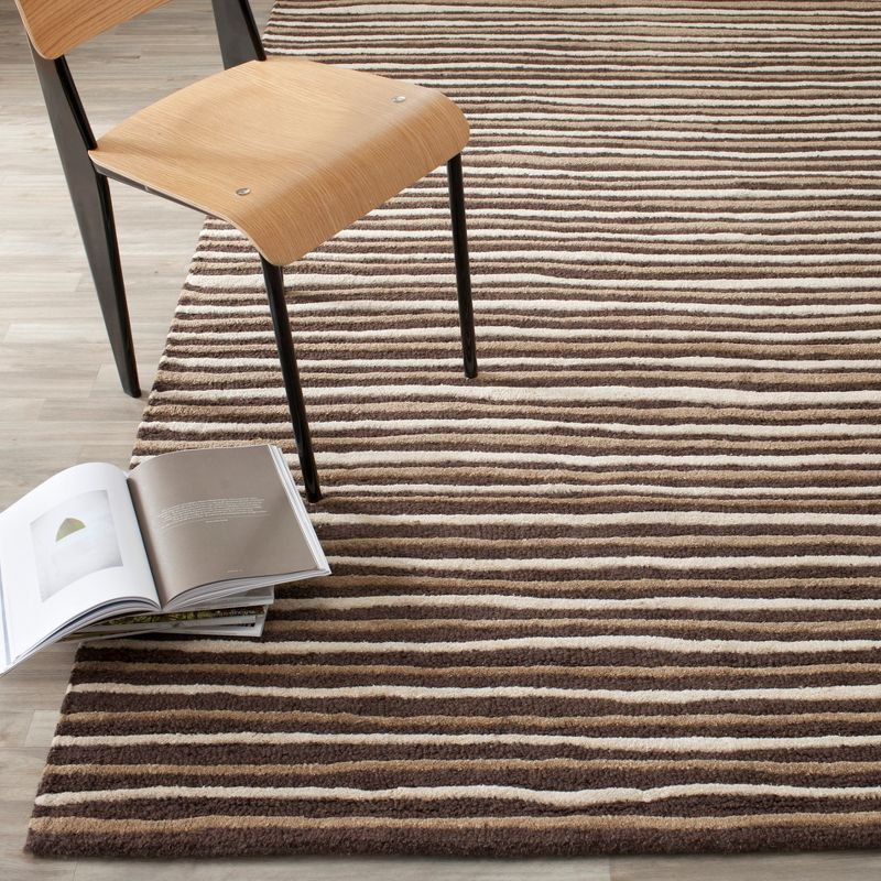 Martha Stewart Hand Drawn Stripe - MSR3619 - Indoor Hand Tufted Accent Rugs - Tilled Soil Brn - 2'6"x4'3"