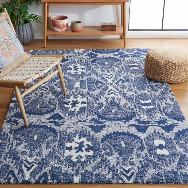 Ikat IKT654 Hand Tufted Area Rug - Blue/Ivory - 8'x10' - Safavieh.
