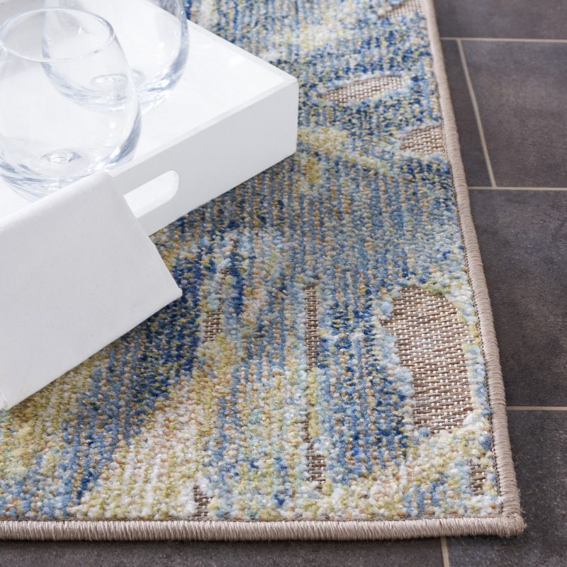 Sarasota SAR112 Power Loomed Indoor/Outdoor Area Rug - Light Green/Brown - 6'7"x6'7" - Safavieh.