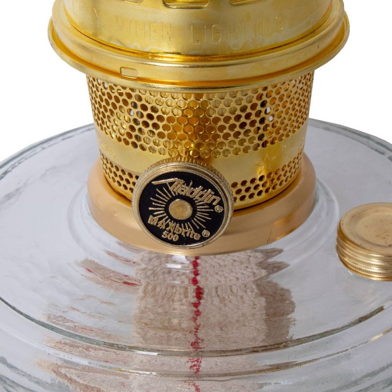 Aladdin Genie III Oil Lamp, Indoor Emergency Lighting for Shelf, Table or Hanging, Clear Glass Bowl with Brass Burner