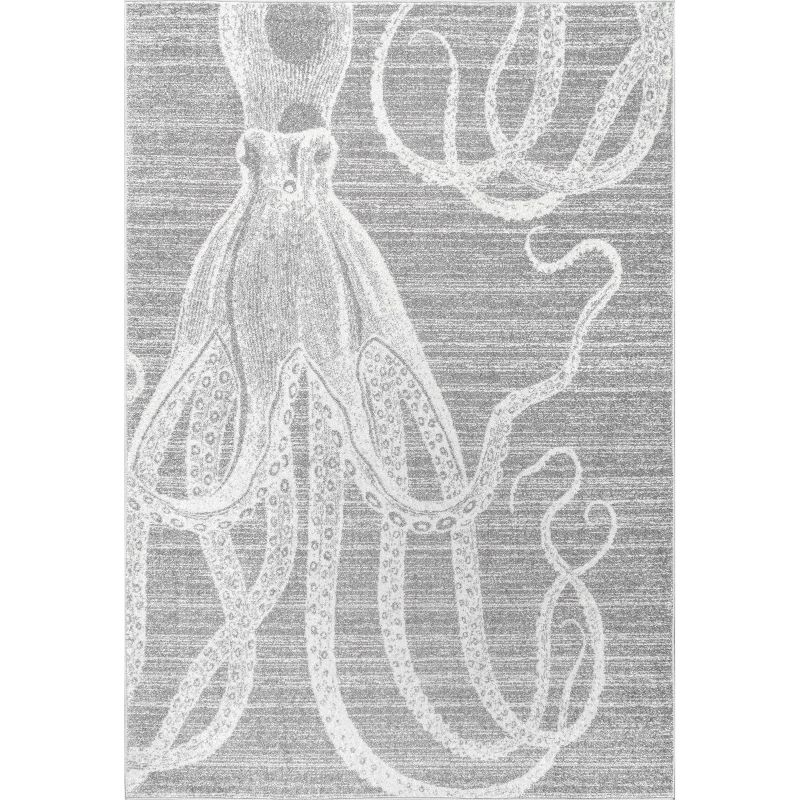 Nuloom Octopus Animal 3x5 Accent Indoor Area Rug for Living Room Bedroom Dining Room Entryway Kitchen, Grey/Ivory