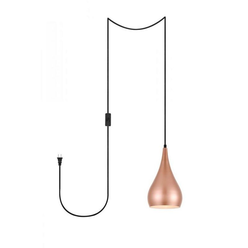 Elegant Lighting Nora 1 Light honey gold plug-in pendant
