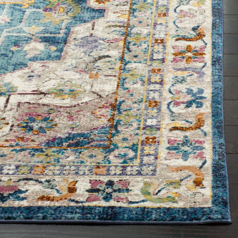 Aria ARA160 Power Loomed Area Rug - Blue/Creme - 6'5"x6'5" - Safavieh.
