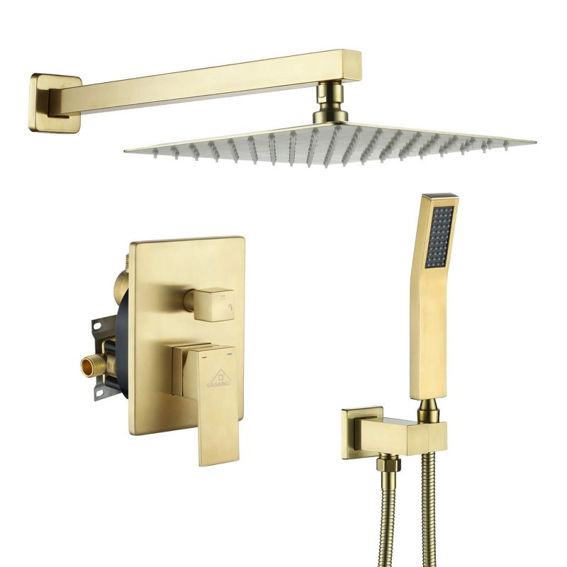 CASAINC 10'' Wall Mounted Shower System with Handheld Sprayer, Brushed Gold