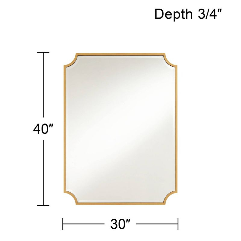 Noble Park Jacinda Rectangular Vanity Decorative Wall Mirror Modern Beveled Rounded Cut Edge Gold Frame 30" Wide for Bathroom Bedroom Living Room Home