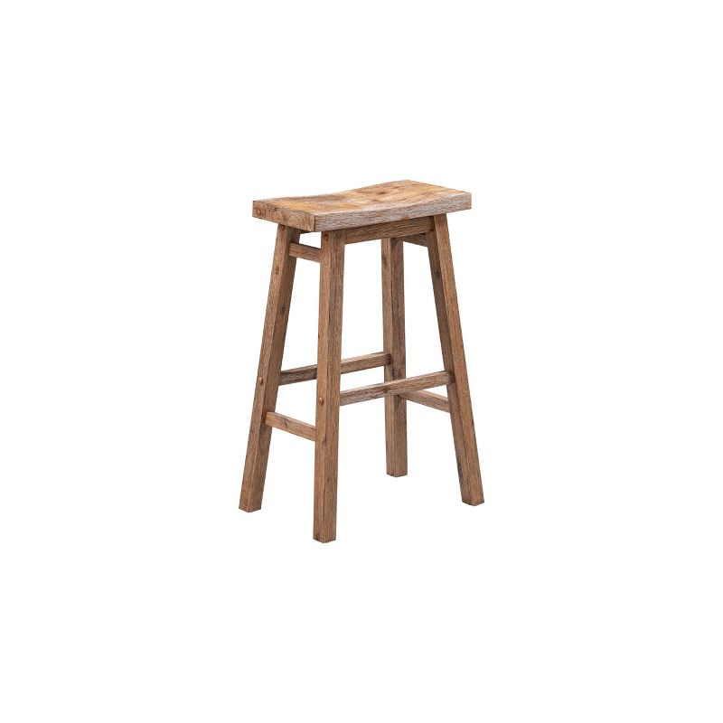 Set of 2 29" Sonoma Wire-Brush Saddle Barstools Barnwood - Boraam: Solid Acacia, Footrest