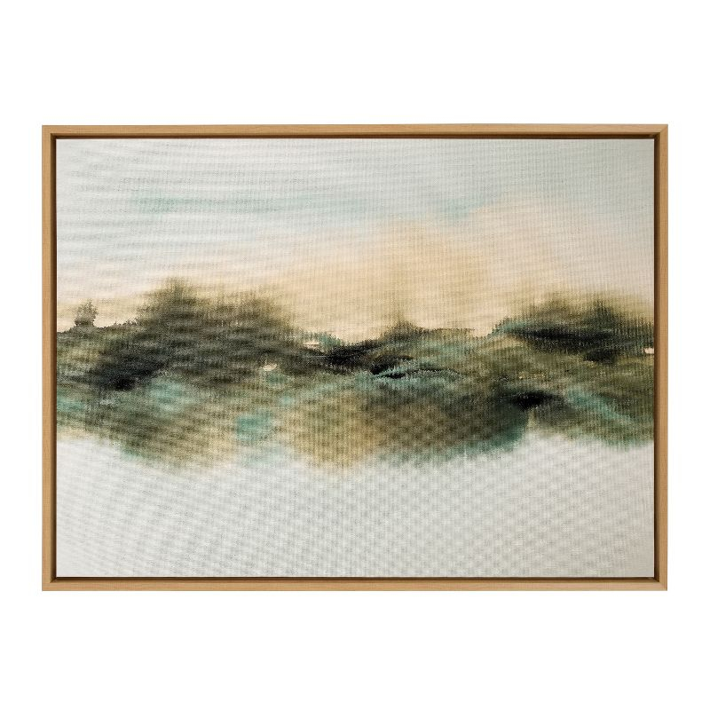 28" x 38" Sylvie Tranquil Meadows Framed Canvas by Amy Lighthall Natural: Home Office Wall Decor - Kate & Laurel All Things Decor