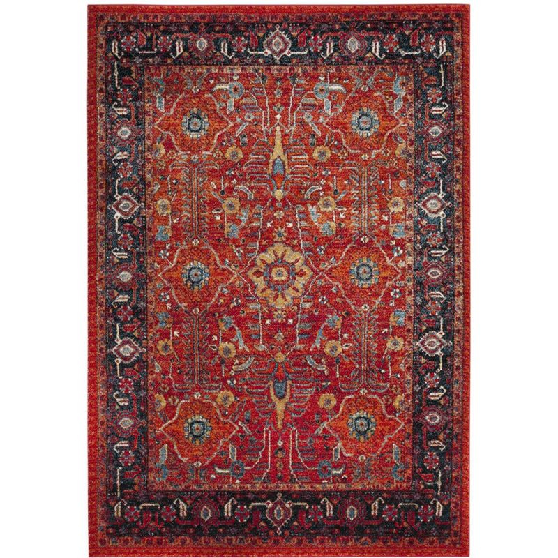 Vintage Hamadan VTH220 Power Loomed Indoor Area Rug - Orange/Navy - 6'7"x9' - Safavieh