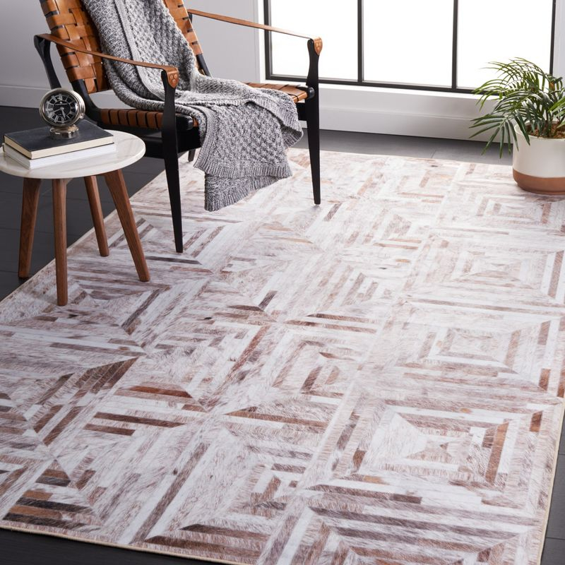 Faux Hide FAH549 Power Loomed Machine Washable Area Rug - Beige/Brown - 8'x10' - Safavieh.