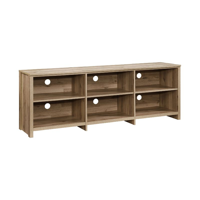 AndMakers 65 in. Modern Oak TV Stand For TVs Up To 62" With 6 Open Shelves, Modern Entertainment Center With Storage, TV Console Table