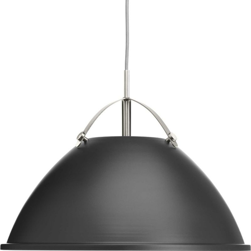 Progress Lighting, Tre Collection, 1-Light Pendant, Graphite, White Dome, Vintage Silver Shade