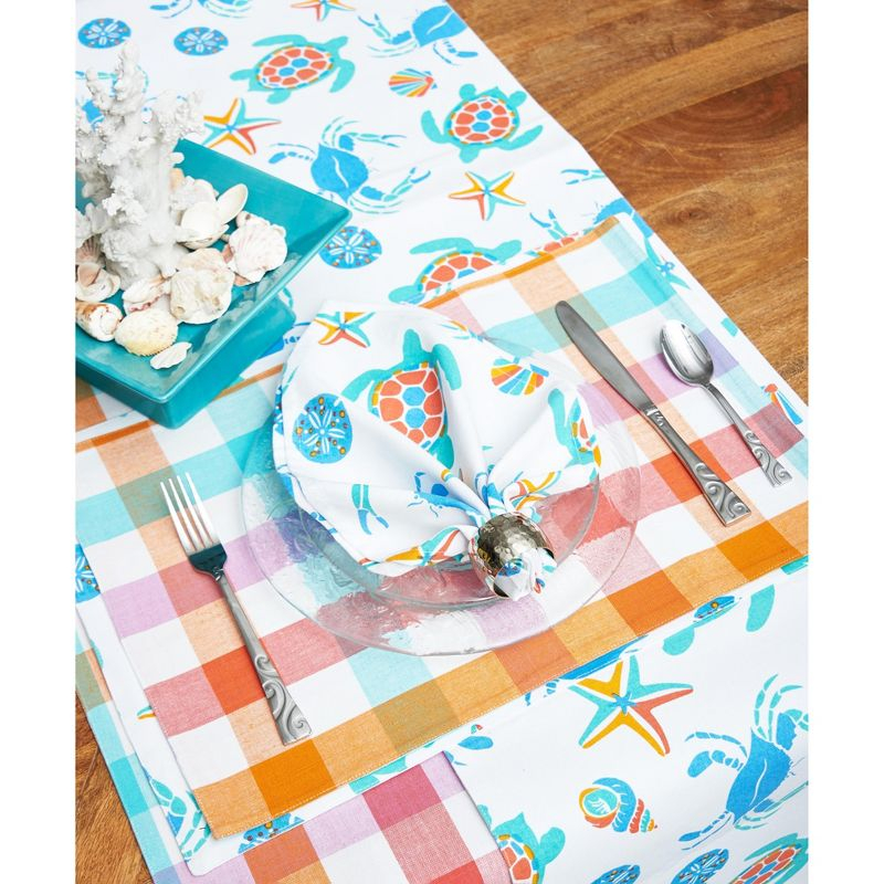 C&F Home Caraway Coral Napkin Blue Seaturtle Crab & Starfish Print, Set of 6