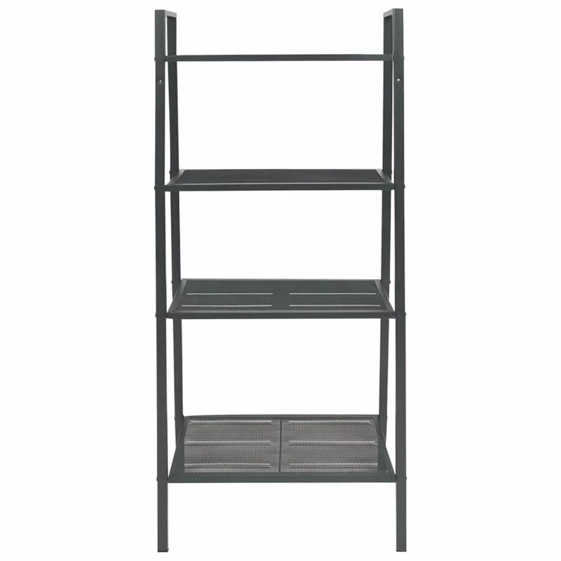 vidaXL Freestanding Ladder Bookcase with 4 Mesh Metal Shelves, Anthracite - Compact, Easy to Maintain