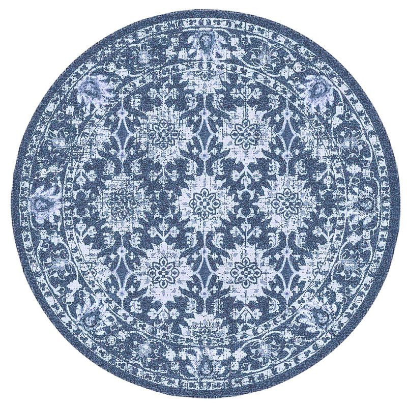Liora Manne Carmel Vintage Floral Indoor/Outdoor Rug Navy 7'10" Round