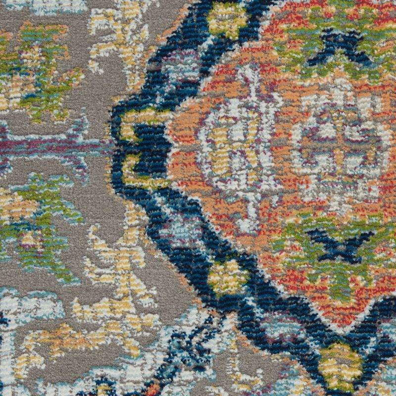 Nourison Global Vintage Traditional Bordered Indoor Area Rug Grey/Multicolor 4' x 6'