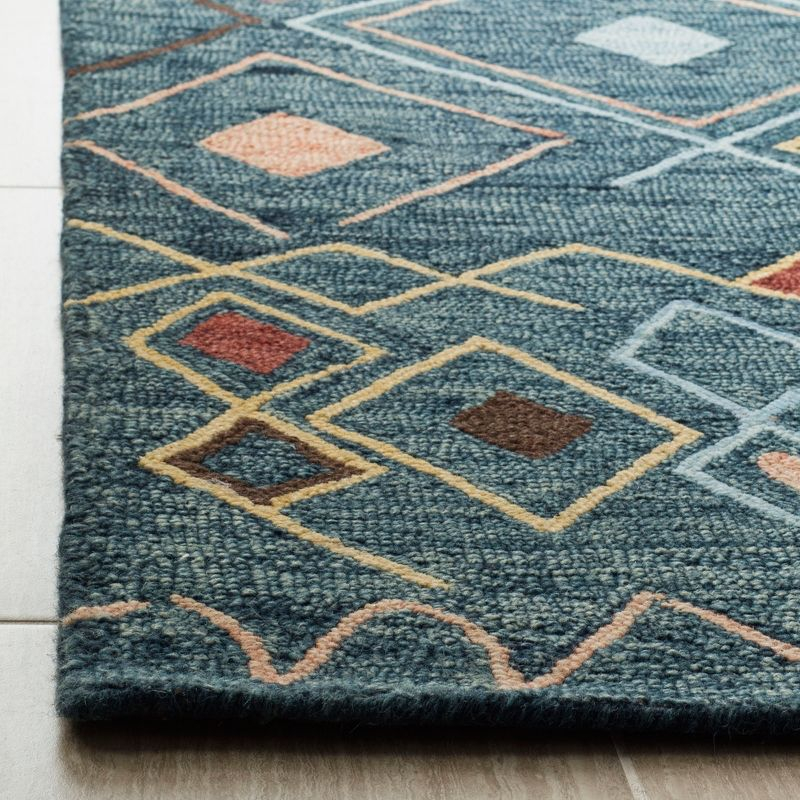 Suzani SZN314 Hand Hooked Indoor Area Rug - Dark Blue/Multi - 8'x10' - Safavieh