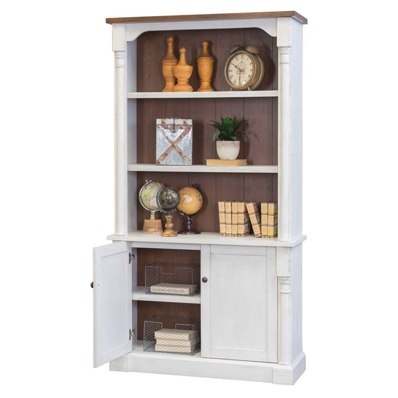 78" Durham 3 Shelf Bookcase with Lower Doors White - Martin Furniture: Cottage Style, Metal Hardware