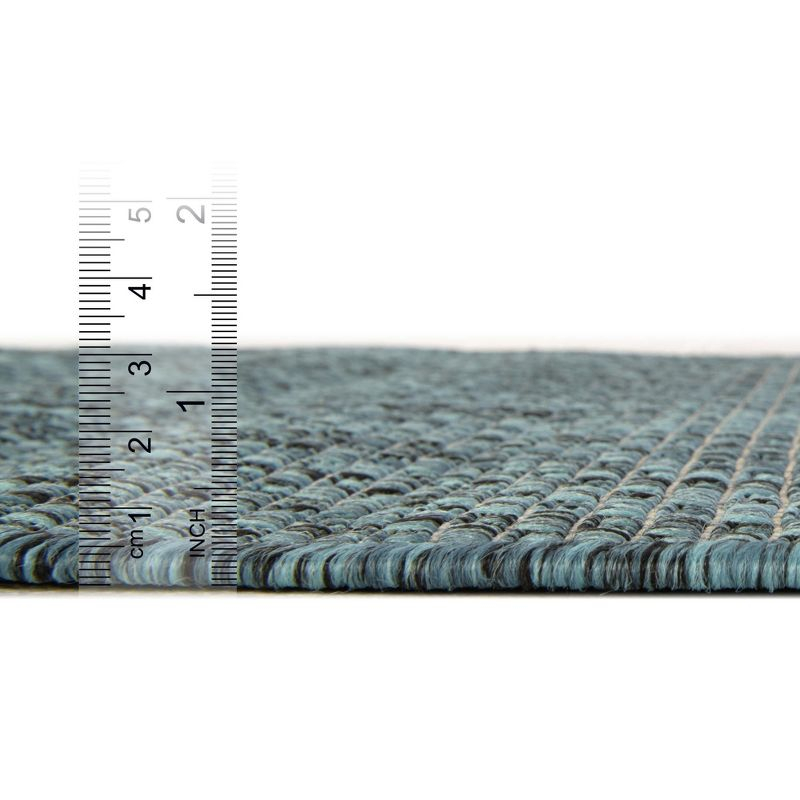 Unique Loom 7' 0 x 10' 0 Rectangle Indoor/Outdoor Solid Teal Area Rug