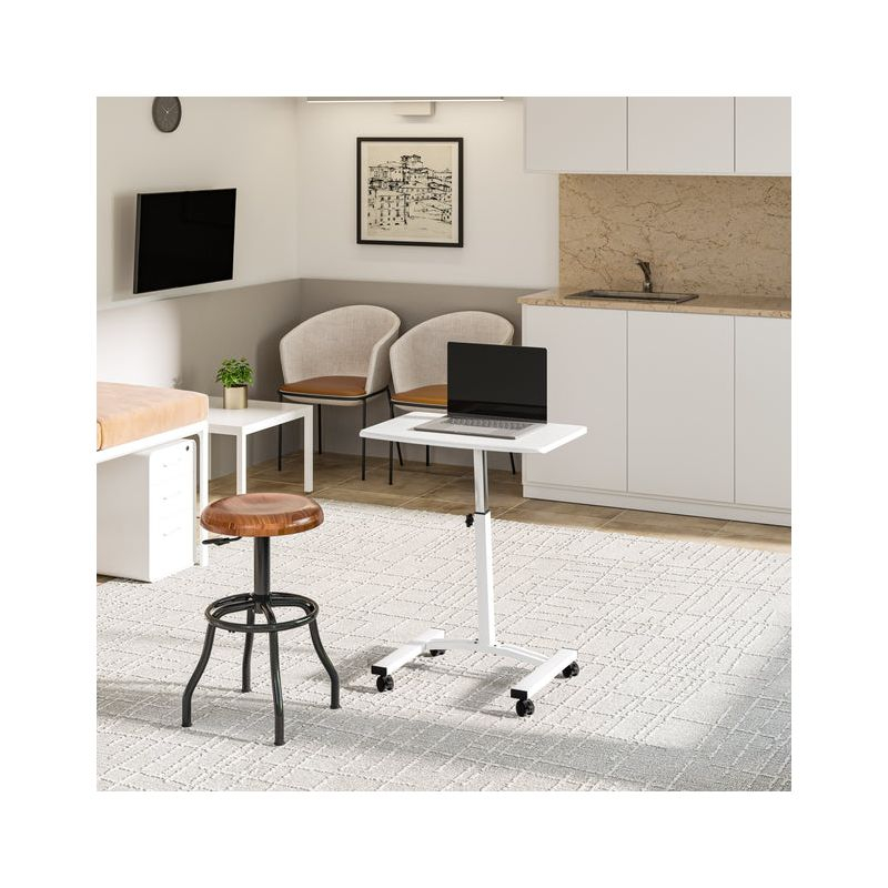Seville Classics 23.75" Height Adjustable Mobile Laptop Desk, White