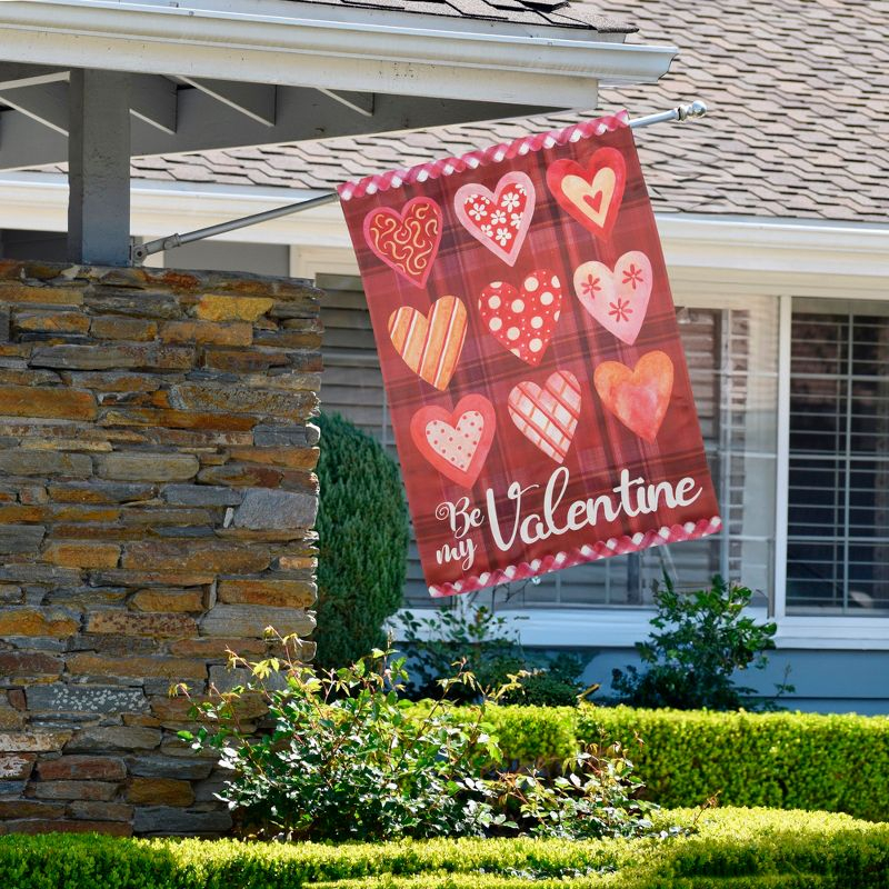 Northlight Be My Valentine Plaid and Heart Outdoor House Flag 28" x 40"