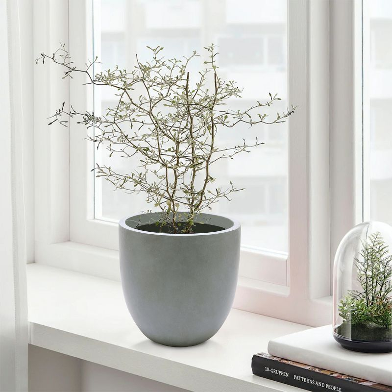 LuxenHome Round Tapered 9.2" H House Planter, Indoor/Outdoor Gray