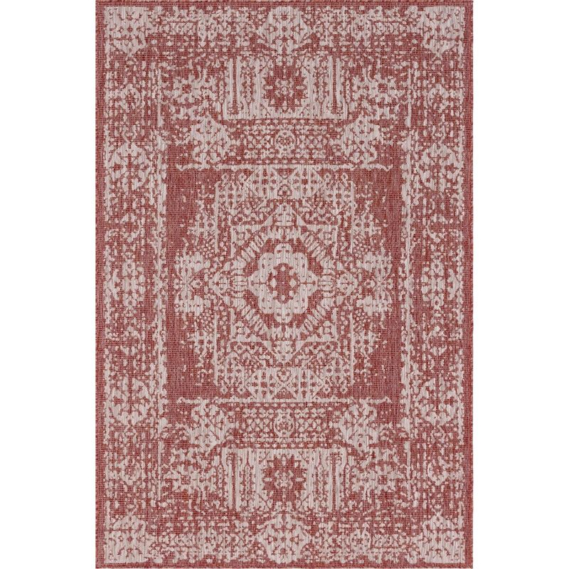 Unique Loom 4' 1 x 6' 1 Rectangle Indoor/Outdoor Traditional Rust Red Area Rug