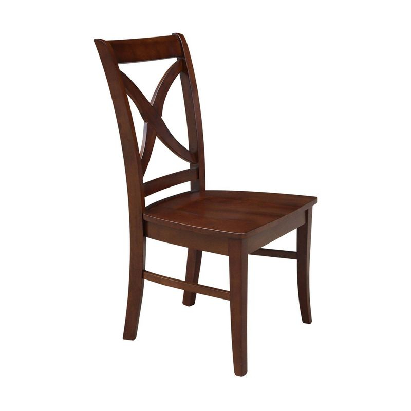 Set of 2 Vineyard Curved X-Back Chairs Espresso - International Concepts: Hardwood Frame, 250lb Capacity