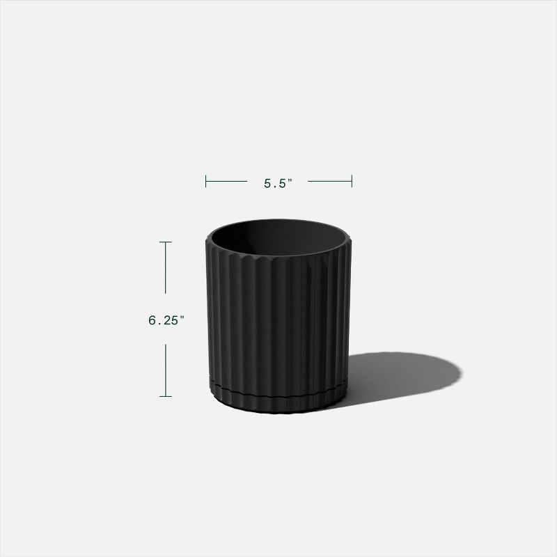 Veradek Mason Series Demi 6" Plastic-Stone Planter 2-Pack Black