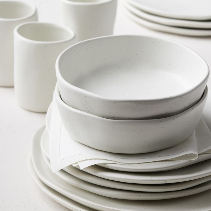Stone by Mercer Project Hekonda Stoneware 16-Piece Dinnerware Set, White Speckled