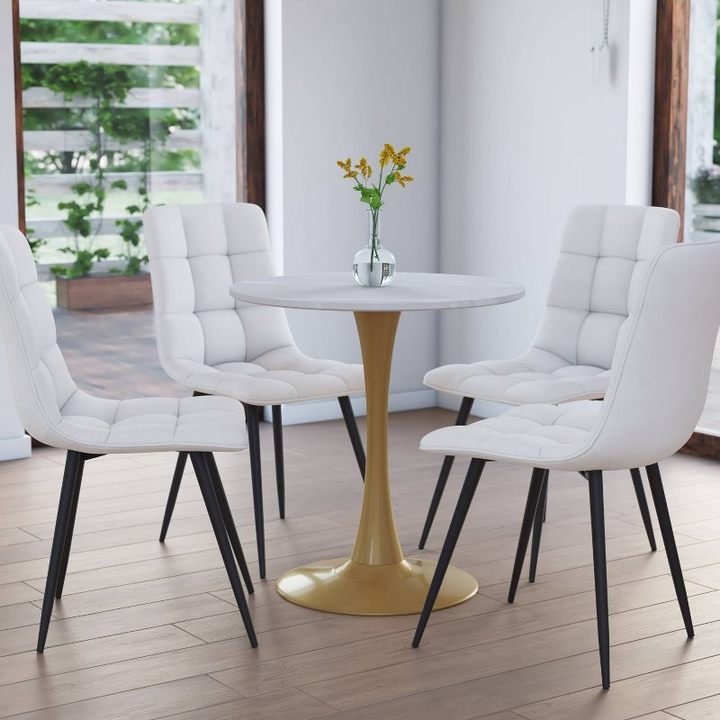 Modern Ivo Round Bistro Table Gray Marble/Gold - CorLiving: Sturdy Metal Base, Seats 4