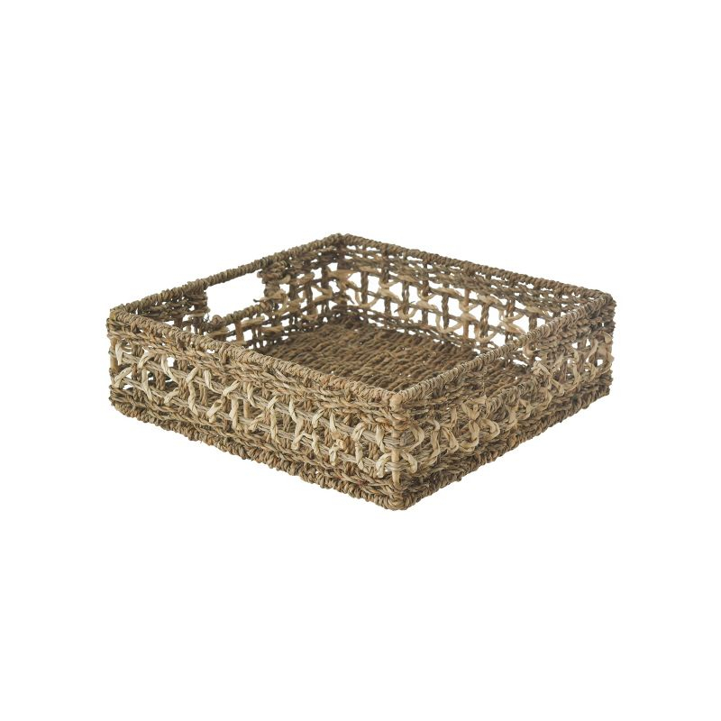 WeThinkStorage Set of 5 Hand-Woven Natural Seagrass Decorative Storage Bins Natural Brown