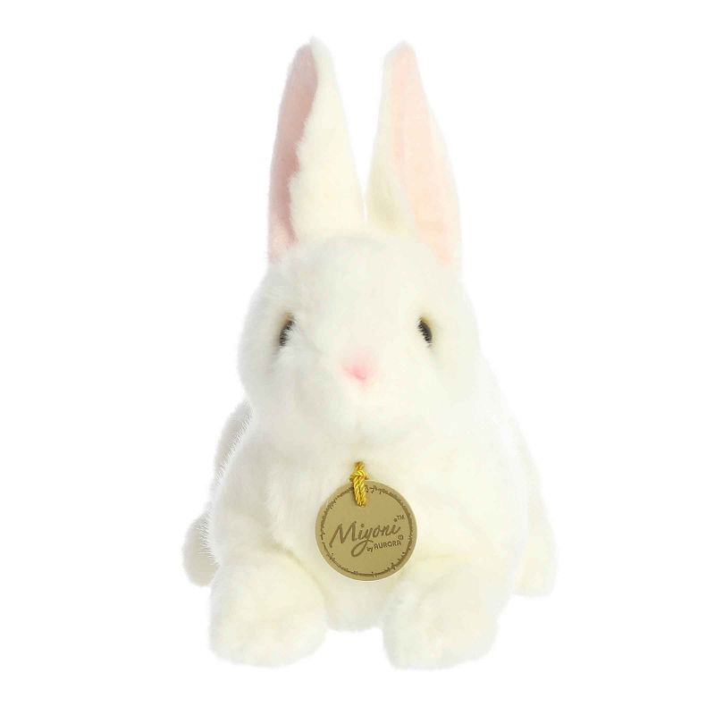 Aurora Small American White Rabbit Miyoni Realistic Stuffed Animal White 8"