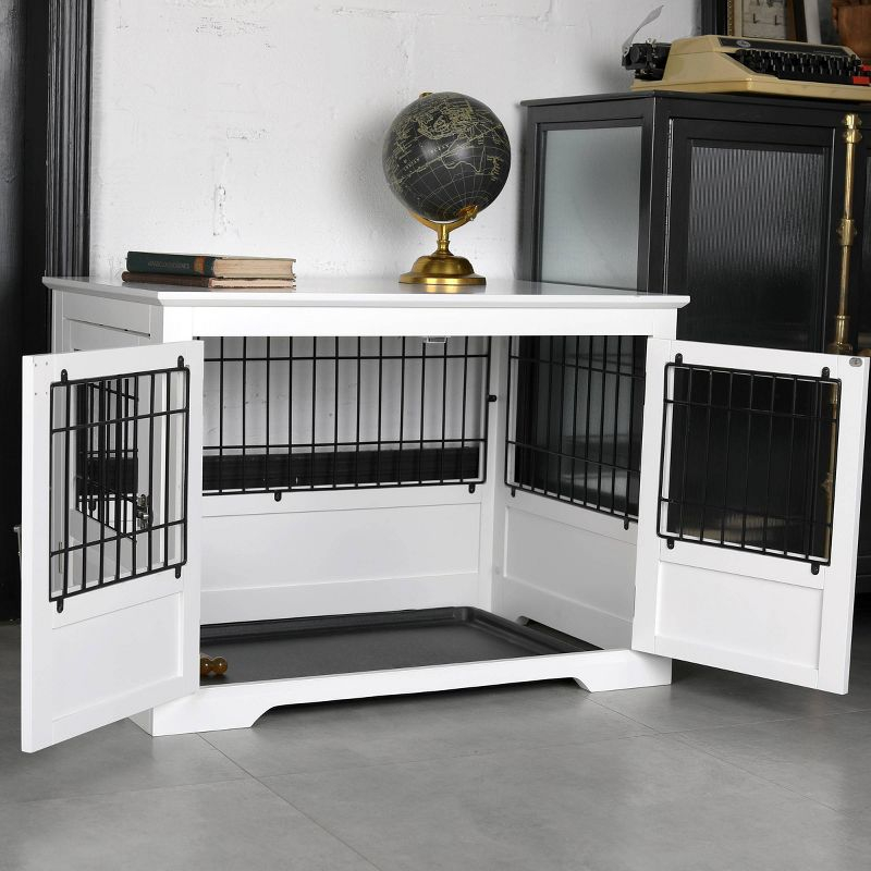 Merry Products Fairview Triple Door Crate Dog Bed - L - White