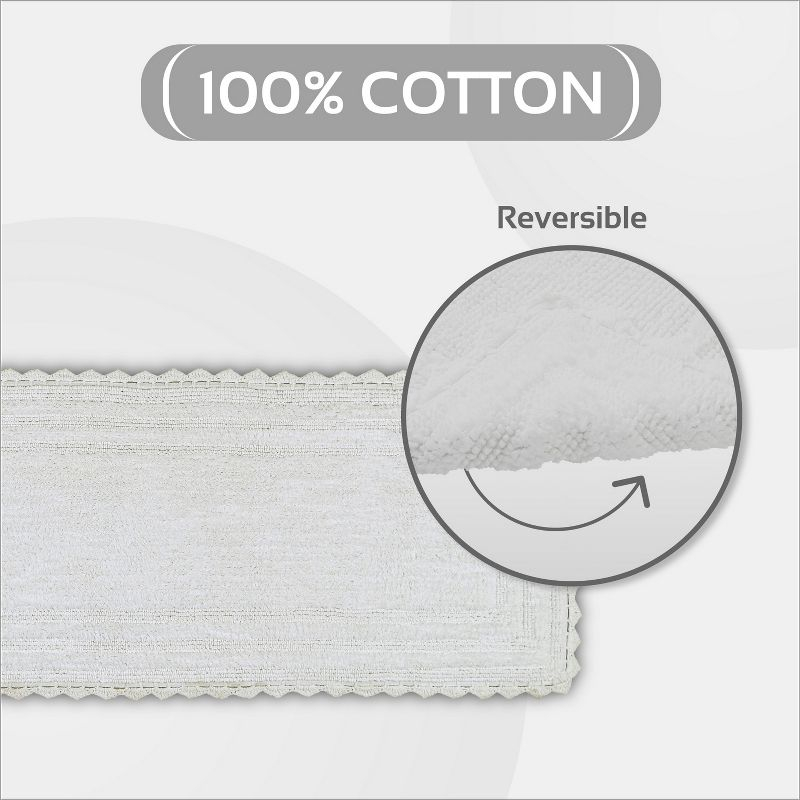 Better Trends Lilly Crochet 100% Cotton Tufted Reversible Bath Rug 20" x 60" Runner - White