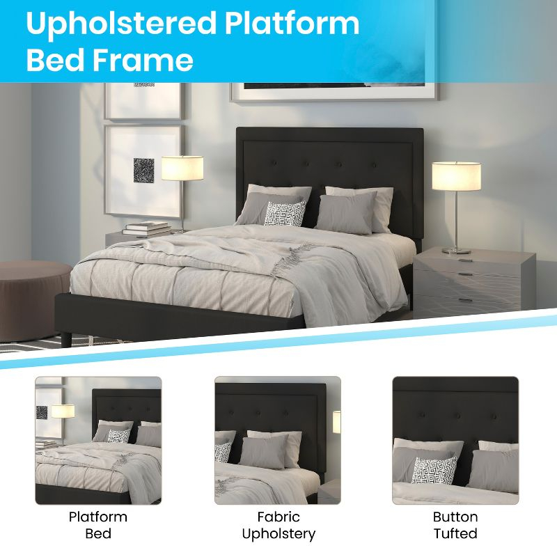 Flash Furniture Roxbury Full Size Tufted Upholstered Platform Bed in Black Fabric