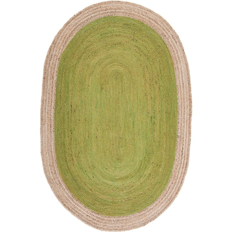 Natural Fiber NF801 Hand Woven Area Rug - Green/Natural - 3'x5' Oval - Safavieh.