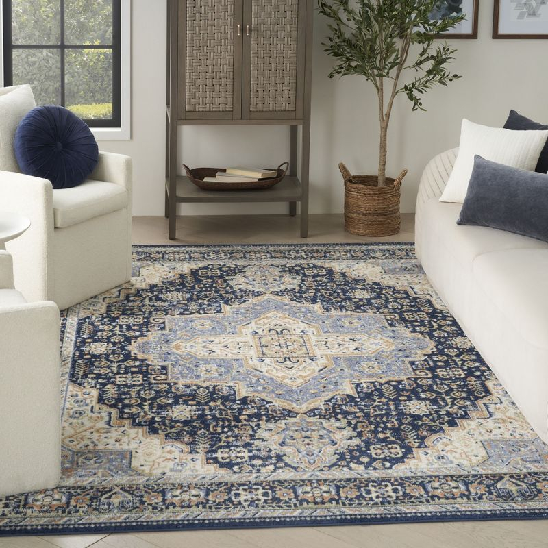 Nourison Essentials Persian Vintage Indoor Outdoor Area Rug Navy 8' x 10'