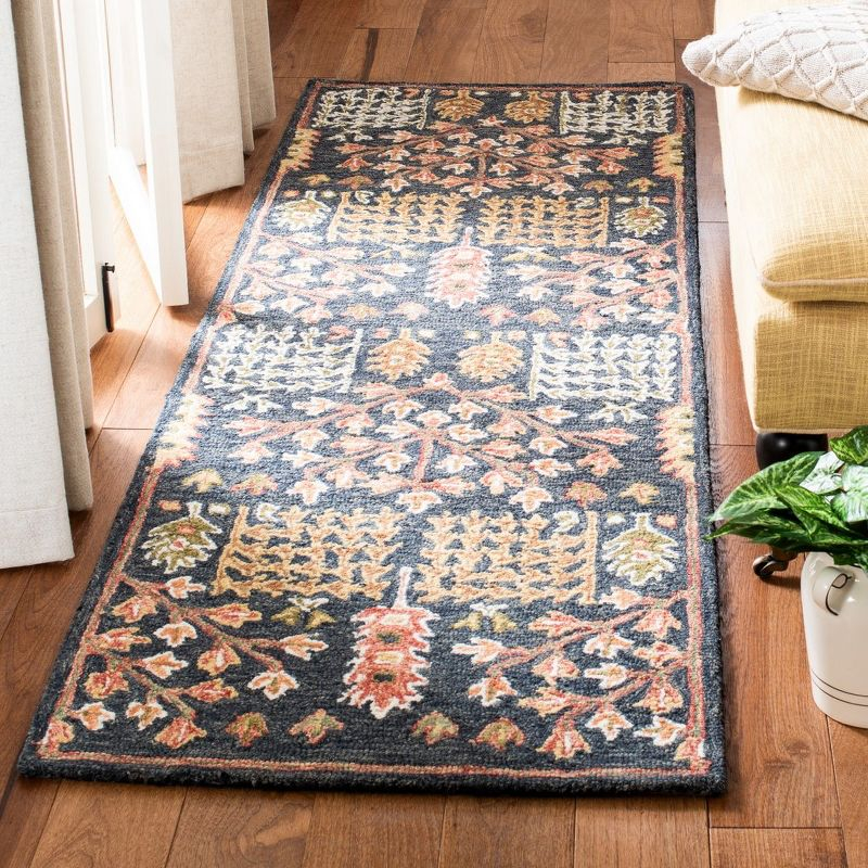 Aspen APN522 Hand Tufted Indoor Runner Rug - Black/Red - 2'3"x7' - Safavieh