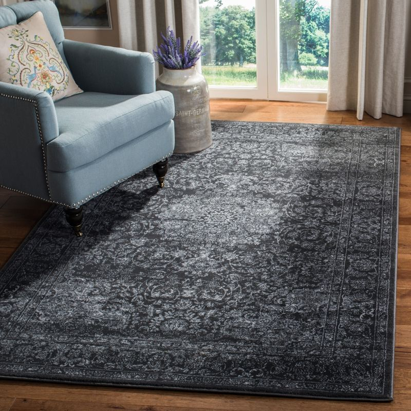 Carnegie CNG631 Power Loomed Area Rug - Dark Grey/Cream - 4'x6' - Safavieh.
