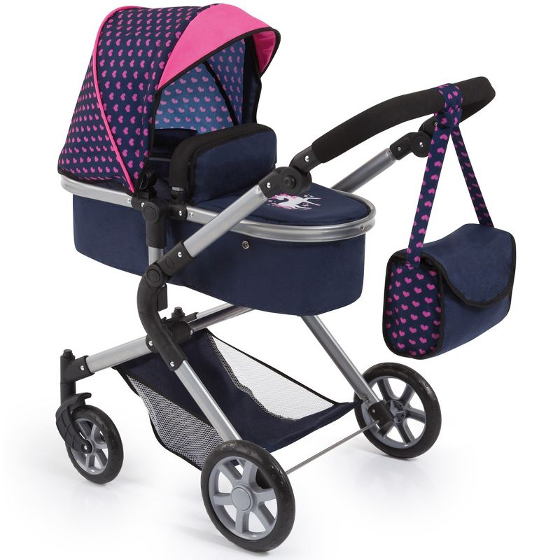 Bayer Design Dolls: Pram Neo City W/ Shoulder Bag, Blue, Pink