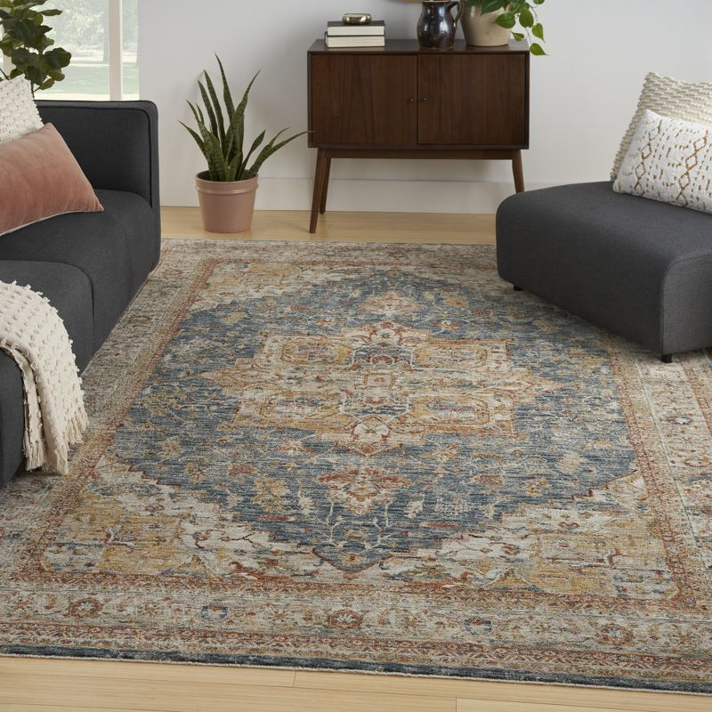 Nourison Petra Vintage Medallion Indoor Rug Ivory Blue 5'3" x 7'8"