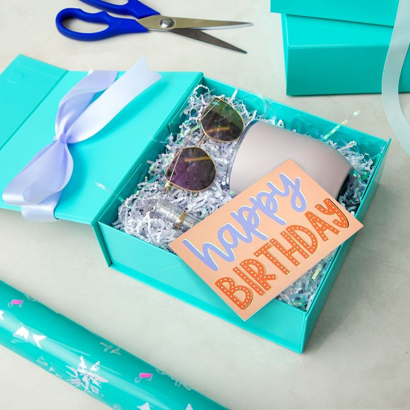 Stockroom Plus 6 Pack Proposal Boxes with Lid for Groomsmen, Bridesmaid, 9.5 x 9.5 x 3.5 Inch Glossy Teal Magnetic Gift Box