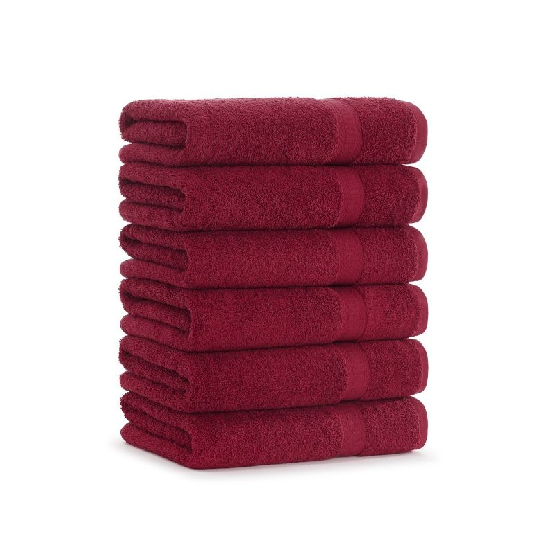 Arkwright True Color Bath Towels - (Pack of 6) Lightweight Absorbent Bathroom Towel, Quick Dry Linen, 25 x 52 in, Burgundy