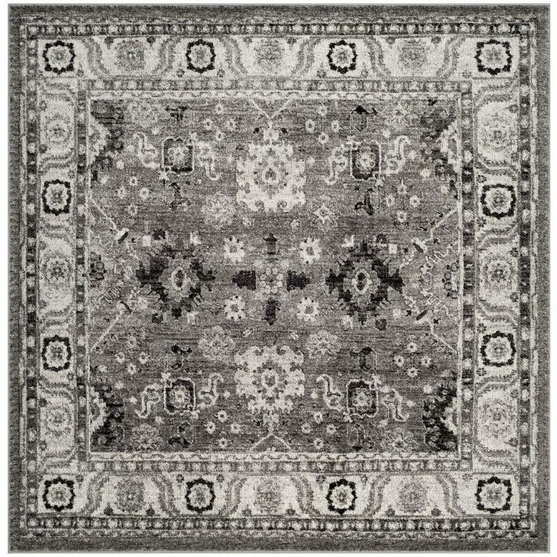 Vintage Hamadan VTH214 Power Loomed Indoor Area Rug - Grey/Black - 6'7"x6'7" - Safavieh.